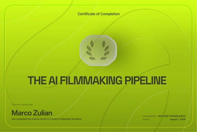 Il processo di produzione video con AI, attestato intestato a Marco Zulian
