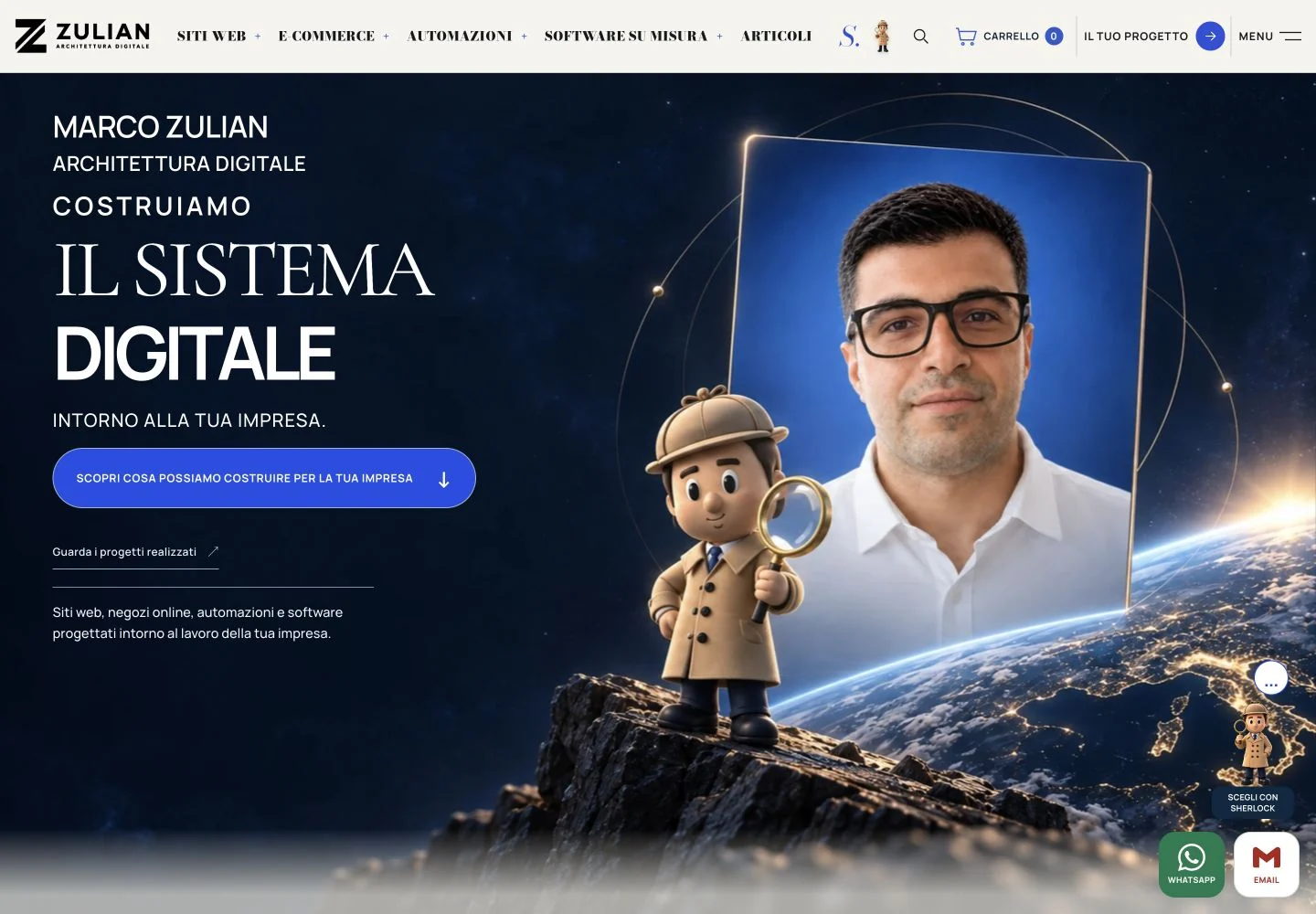 Il sito Zulian nella vista per computer