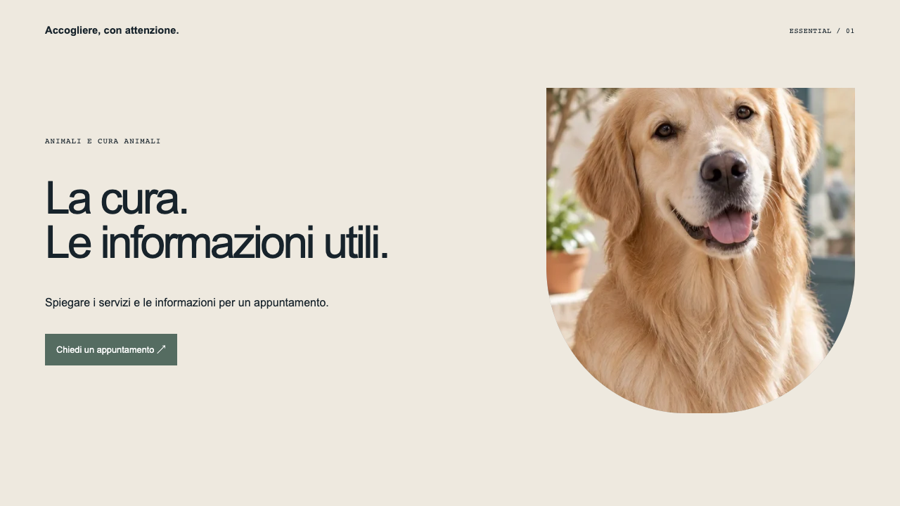 Composizione illustrativa Essential: Animali e cura animali