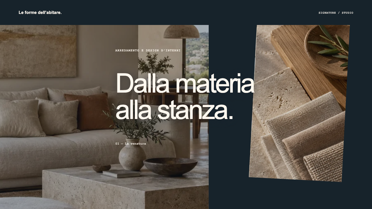 Composizione illustrativa Signature: Arredamento e design d’interni