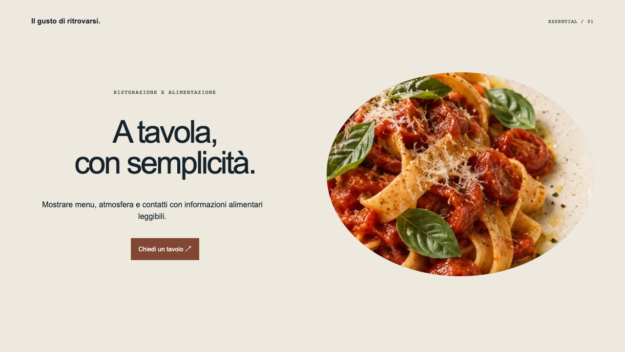 Composizione illustrativa Essential: Ristorazione e alimentazione
