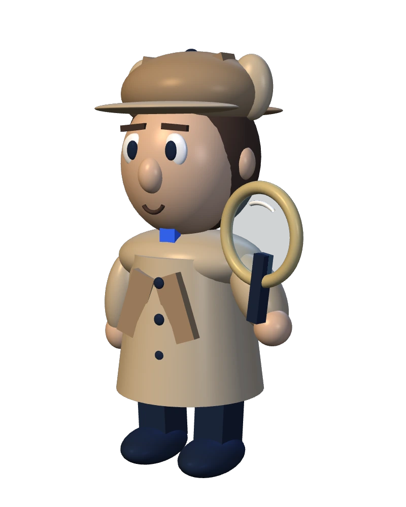 Modello 3D originale di Sherlock con cappello e lente